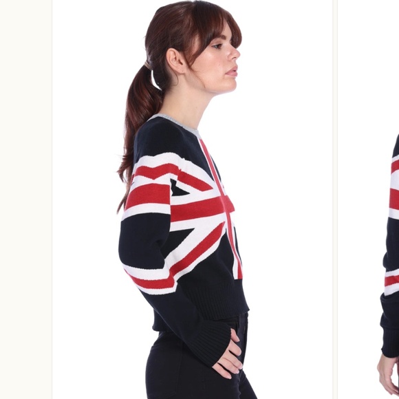 $244 MINNIE ROSE Union Jack Cotton/Cashmere Blend Sweater NWOt/sz XS - Picture 2 of 12